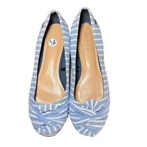 NWOT Nautica Blue White Flats Canvas Bayard Womens 7.5 Bow